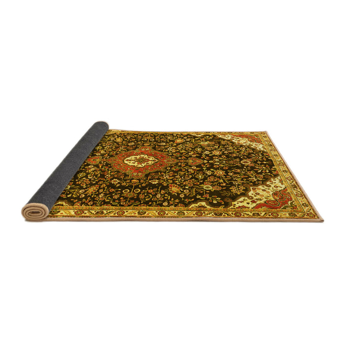 Sideview of Medallion Yellow Traditional Rug, tr1238yw
