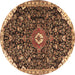 Round Medallion Brown Traditional Rug, tr1238brn