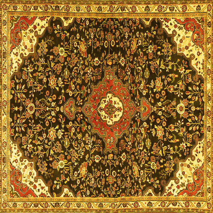 Square Medallion Yellow Traditional Rug, tr1238yw