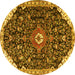 Round Medallion Yellow Traditional Rug, tr1238yw