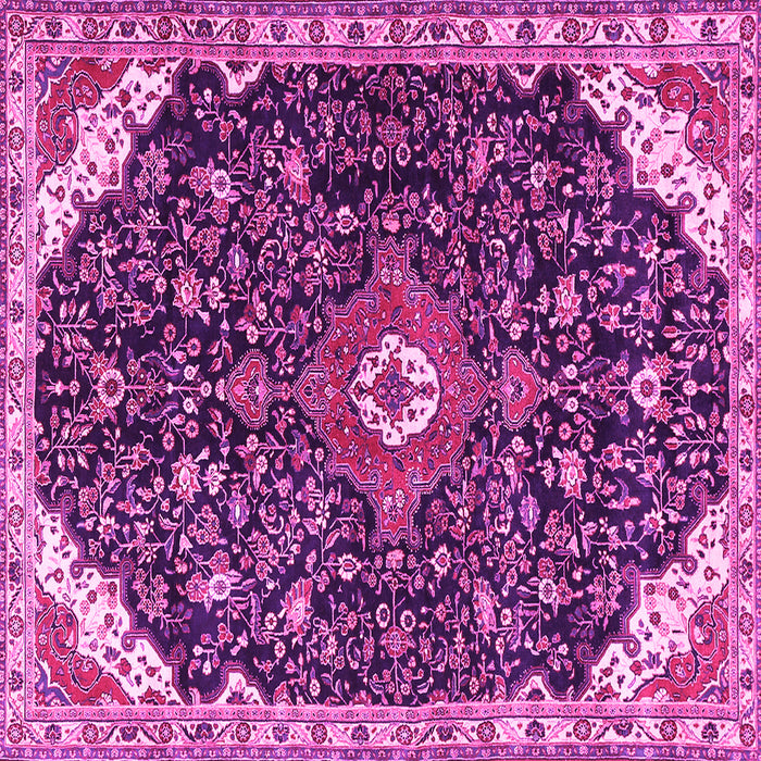 Square Medallion Pink Traditional Rug, tr1238pnk