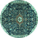 Round Medallion Turquoise Traditional Rug, tr1238turq