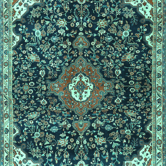 Machine Washable Medallion Turquoise Traditional Area Rugs, wshtr1238turq