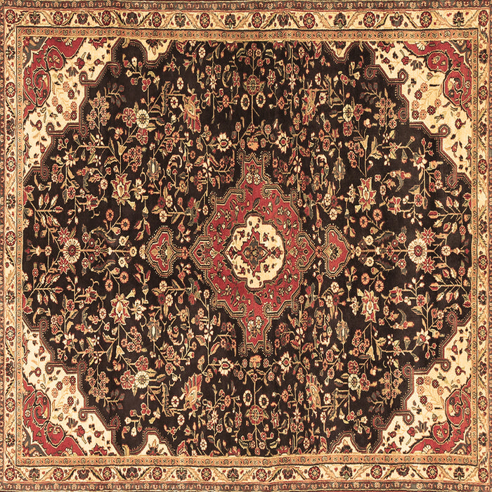 Square Machine Washable Medallion Brown Traditional Rug, wshtr1238brn