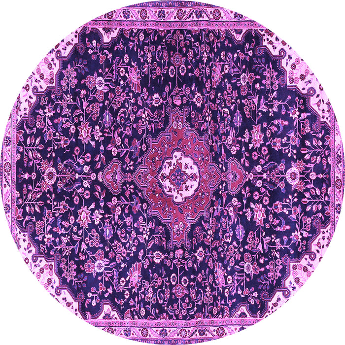 Round Medallion Purple Traditional Rug, tr1238pur