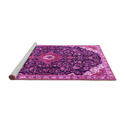 Sideview of Machine Washable Medallion Pink Traditional Rug, wshtr1238pnk