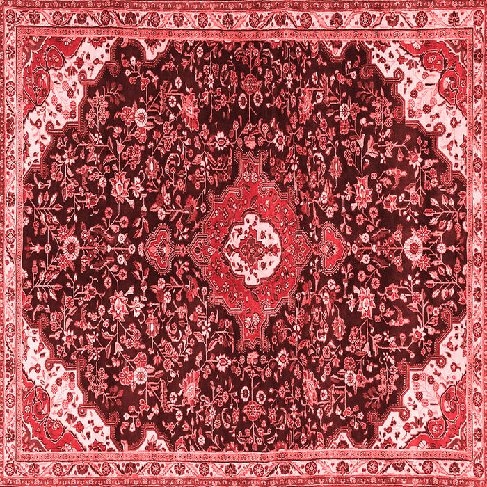Machine Washable Medallion Red Traditional Rug, wshtr1238red