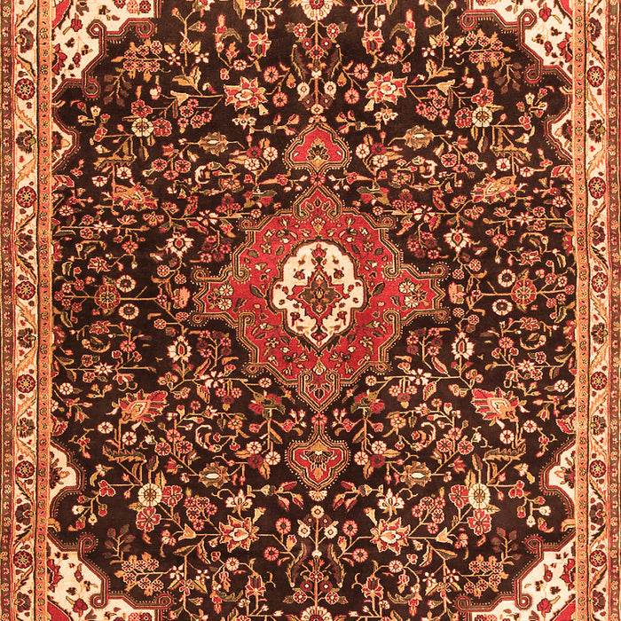 Serging Thickness of Machine Washable Medallion Orange Traditional Area Rugs, wshtr1238org