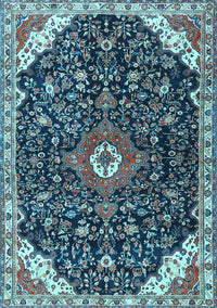 Medallion Light Blue Traditional Rug, tr1238lblu