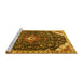 Sideview of Machine Washable Medallion Yellow Traditional Rug, wshtr1238yw