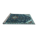 Sideview of Machine Washable Medallion Light Blue Traditional Rug, wshtr1238lblu