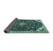 Sideview of Medallion Turquoise Traditional Rug, tr1238turq