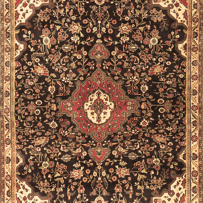 Machine Washable Medallion Brown Traditional Rug, wshtr1238brn