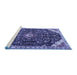 Sideview of Machine Washable Medallion Blue Traditional Rug, wshtr1238blu