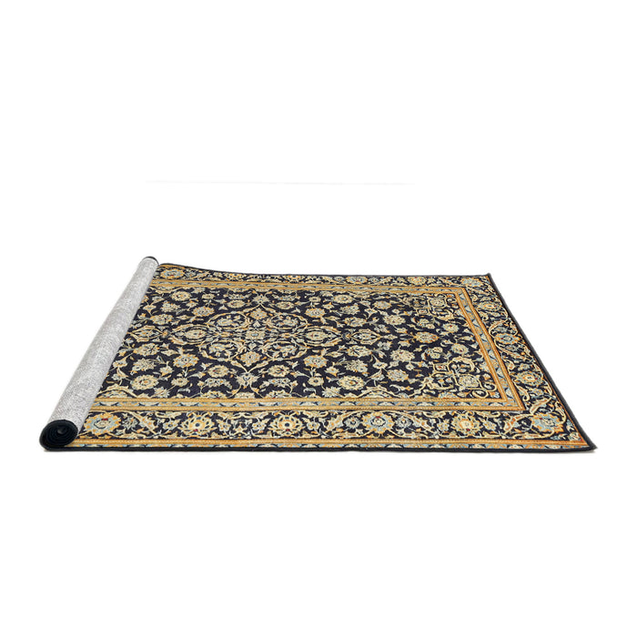 Sideview of Machine Washable Traditional Brown Gold Rug, wshtr1239