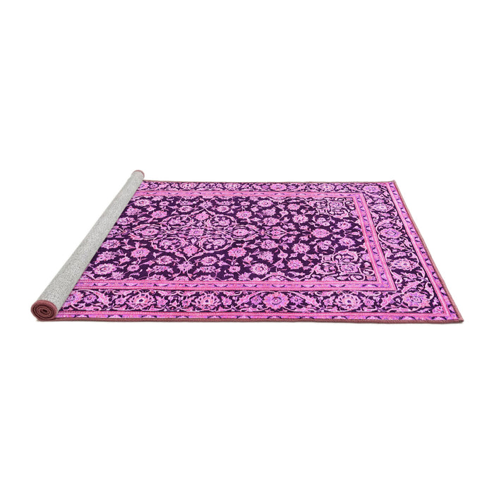 Sideview of Machine Washable Persian Pink Traditional Rug, wshtr1239pnk