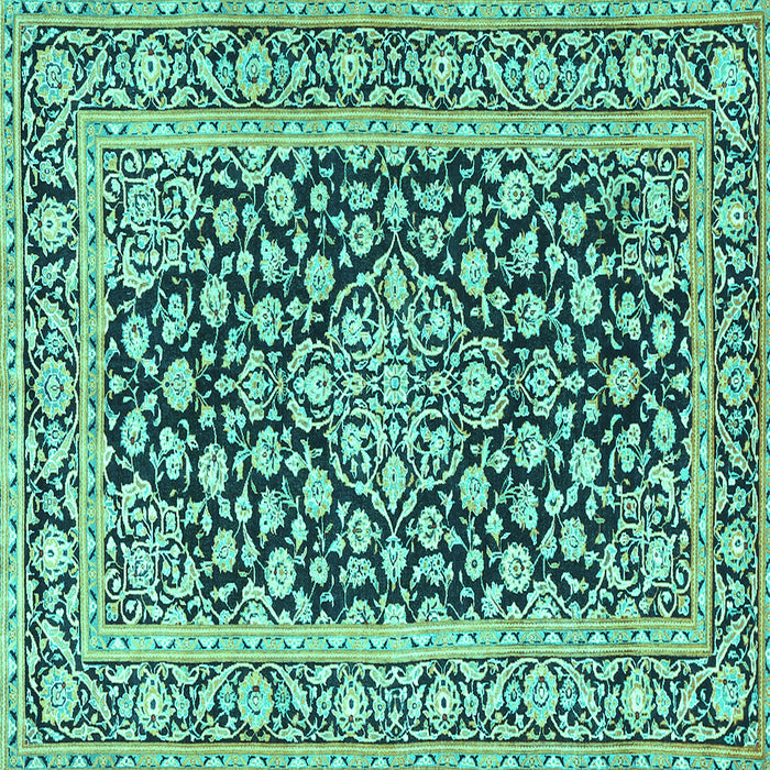 Square Machine Washable Persian Turquoise Traditional Area Rugs, wshtr1239turq