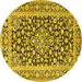 Round Machine Washable Persian Yellow Traditional Rug, wshtr1239yw