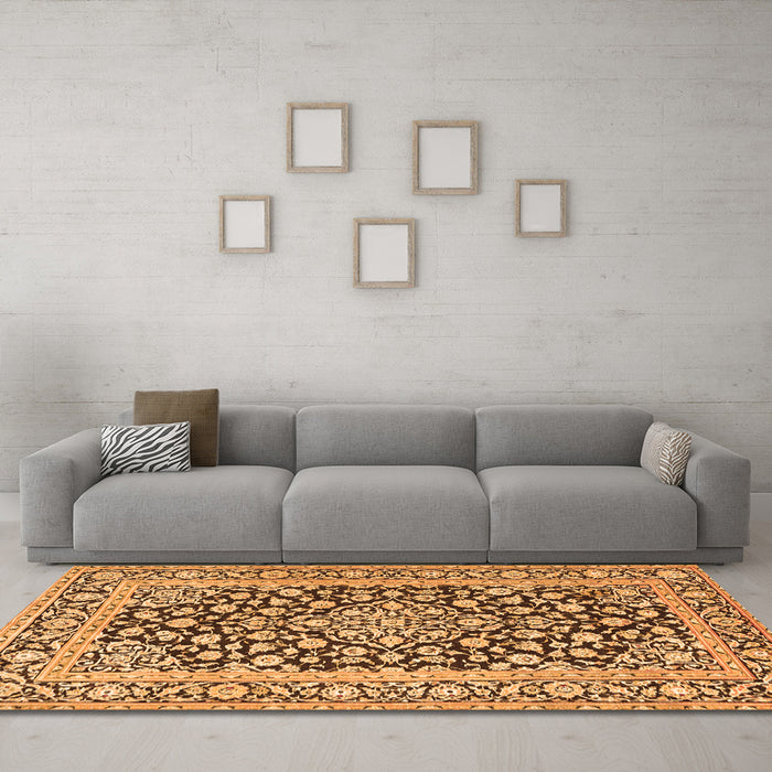 Machine Washable Persian Orange Traditional Area Rugs in a Living Room, wshtr1239org