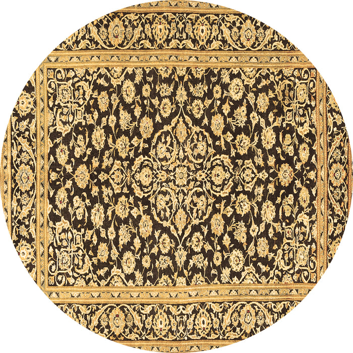 Round Persian Brown Traditional Rug, tr1239brn