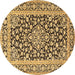 Round Persian Brown Traditional Rug, tr1239brn