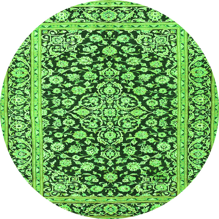 Square Persian Green Traditional Rug, tr1239grn