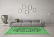 Machine Washable Persian Emerald Green Traditional Area Rugs in a Living Room,, wshtr1239emgrn