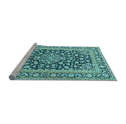 Sideview of Machine Washable Persian Light Blue Traditional Rug, wshtr1239lblu