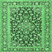 Square Machine Washable Persian Emerald Green Traditional Area Rugs, wshtr1239emgrn