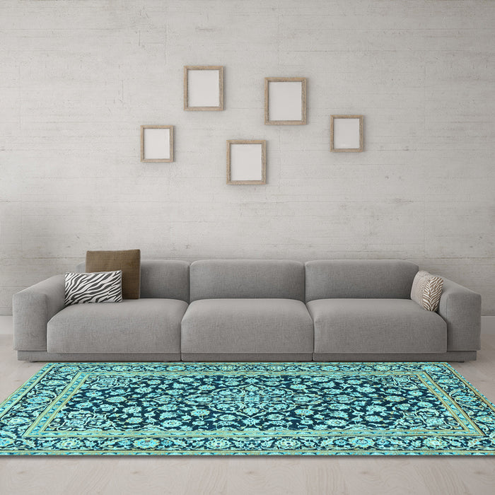 Machine Washable Persian Light Blue Traditional Rug in a Living Room, wshtr1239lblu
