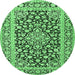 Round Persian Emerald Green Traditional Rug, tr1239emgrn