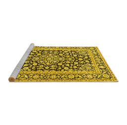 Sideview of Machine Washable Persian Yellow Traditional Rug, wshtr1239yw