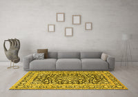 Machine Washable Persian Yellow Traditional Rug, wshtr1239yw