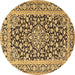 Round Machine Washable Persian Brown Traditional Rug, wshtr1239brn