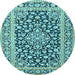 Round Machine Washable Persian Light Blue Traditional Rug, wshtr1239lblu