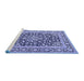 Sideview of Machine Washable Persian Blue Traditional Rug, wshtr1239blu