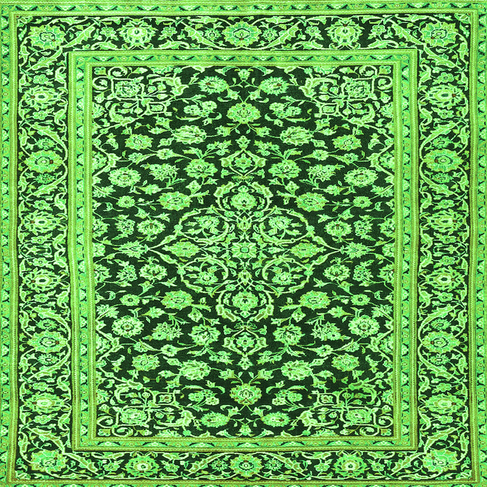 Round Machine Washable Persian Green Traditional Area Rugs, wshtr1239grn