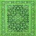 Round Machine Washable Persian Green Traditional Area Rugs, wshtr1239grn