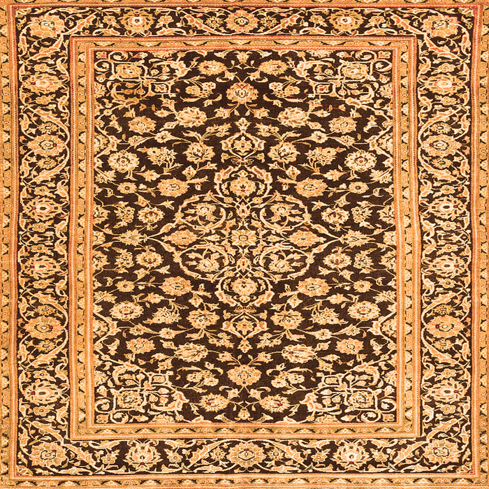 Round Machine Washable Persian Orange Traditional Area Rugs, wshtr1239org