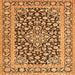 Round Machine Washable Persian Orange Traditional Area Rugs, wshtr1239org