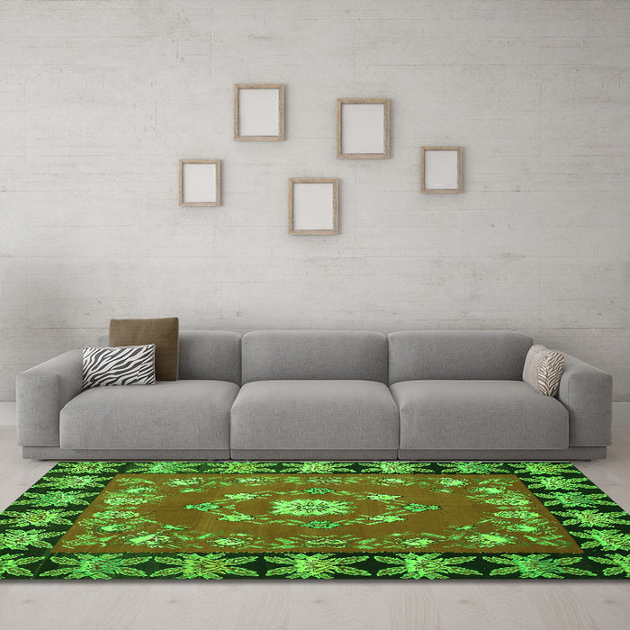 Machine Washable Persian Green Traditional Area Rugs in a Living Room,, wshtr123grn