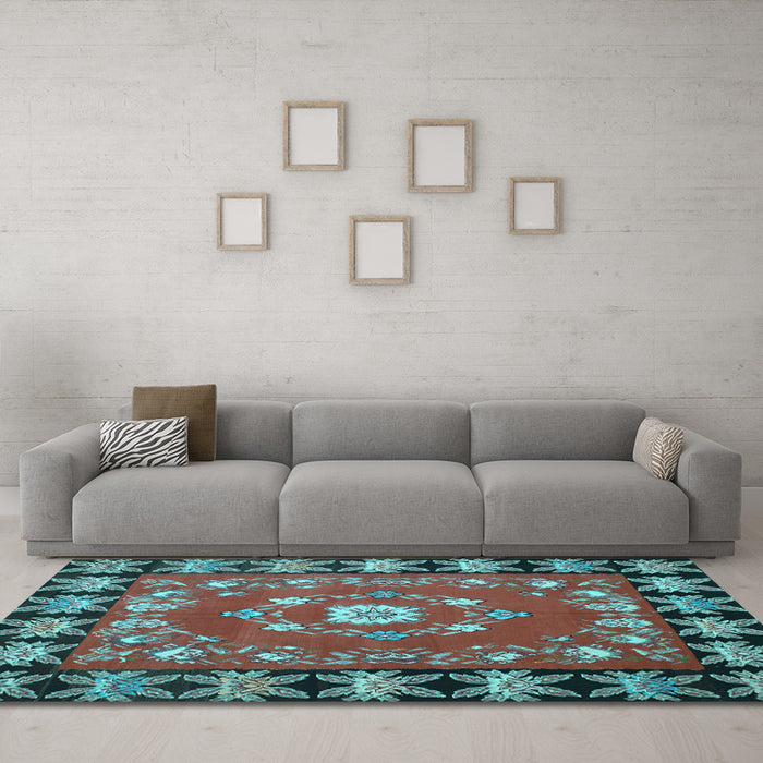Machine Washable Persian Light Blue Traditional Rug in a Living Room, wshtr123lblu