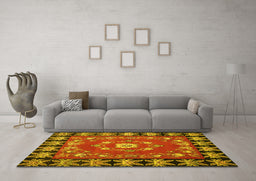 Machine Washable Persian Yellow Traditional Rug in a Living Room, wshtr123yw