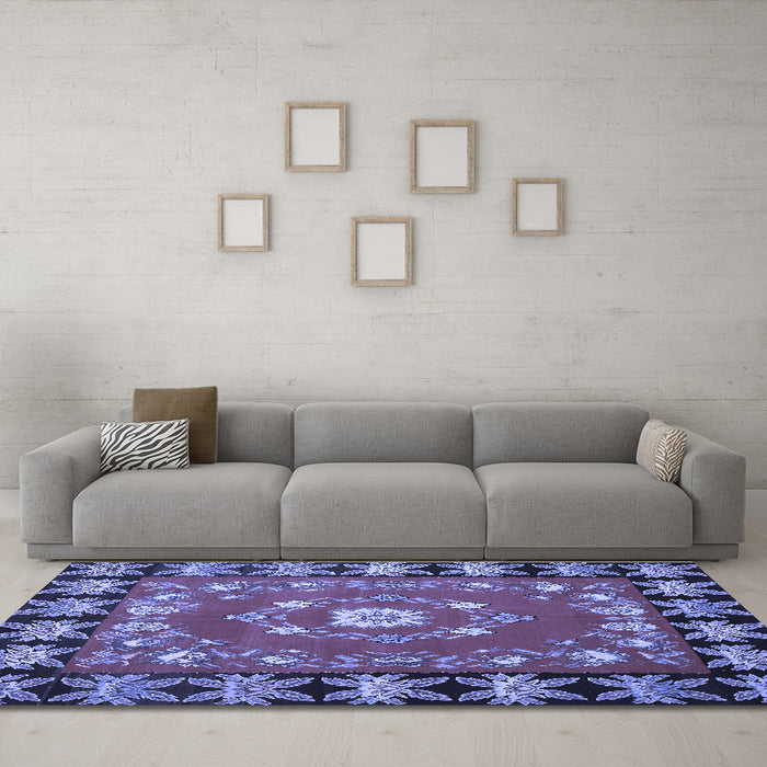 Machine Washable Persian Blue Traditional Rug in a Living Room, wshtr123blu