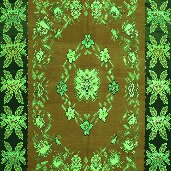Serging Thickness of Machine Washable Persian Green Traditional Area Rugs, wshtr123grn