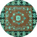 Round Persian Turquoise Traditional Rug, tr123turq
