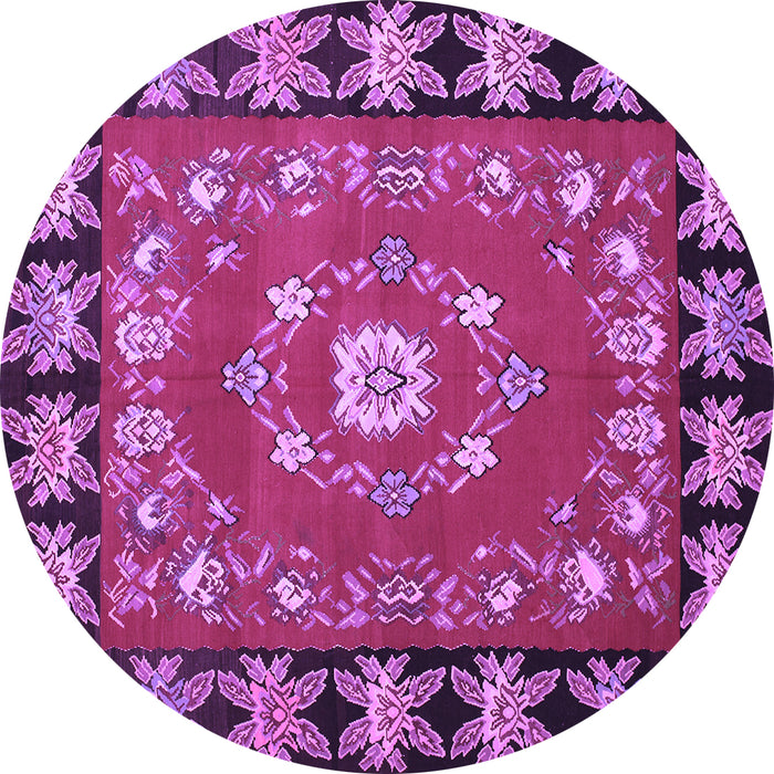 Round Machine Washable Persian Purple Traditional Area Rugs, wshtr123pur