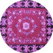 Round Machine Washable Persian Purple Traditional Area Rugs, wshtr123pur