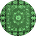 Round Persian Emerald Green Traditional Rug, tr123emgrn