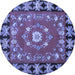 Round Machine Washable Persian Blue Traditional Rug, wshtr123blu